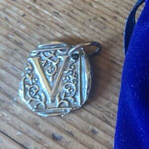 Waxing Poetic Sterling Silver Square Insignia “V” Charm